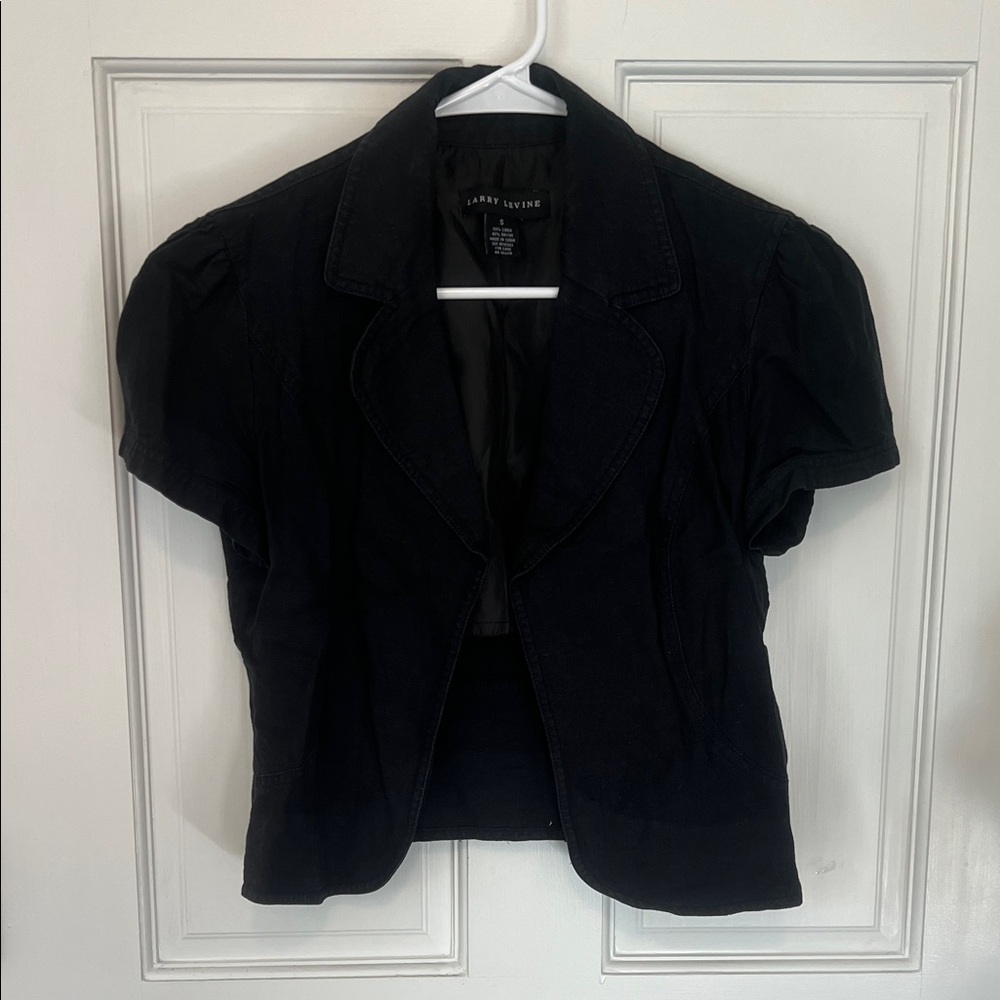 Larry Levine Black Short Sleeve Blazer Size Small